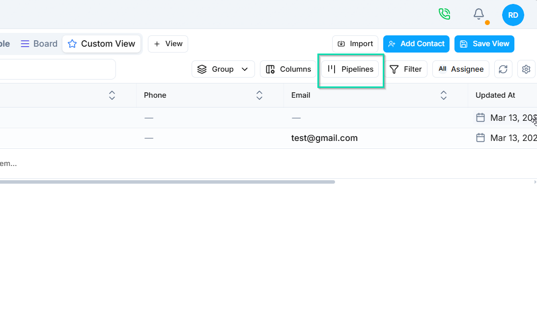 Open the CRM and navigate to your pipeline settings.
